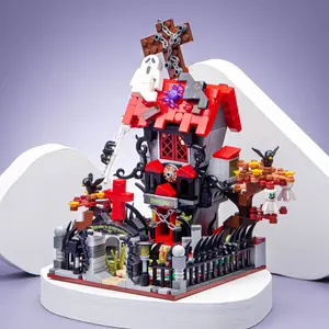 Witch House Mini Building Block Set, Assembly Building Blocks, DIY Haunted House Toy, Halloween Science Monster Game Kit, Ideal Gift for Kids, Unisex