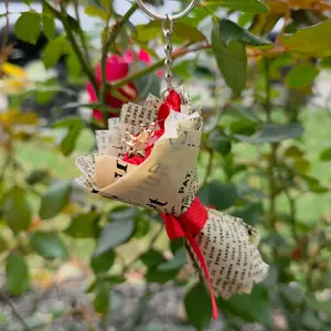 Rose Bouquet Keychain with Rose Bouquet and Iconic Charm in Vibrant Color