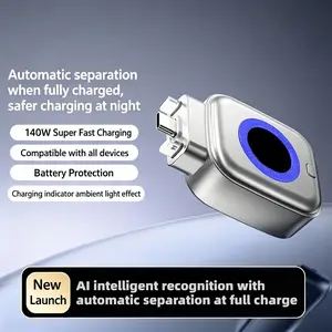 Smart Auto-Stop Charging Adapter, 140w USB-C Automatic Disconnect Charger, Full Charge Pop-Up Device, Safe Nightly Charging, Compatible with Phones Tablets