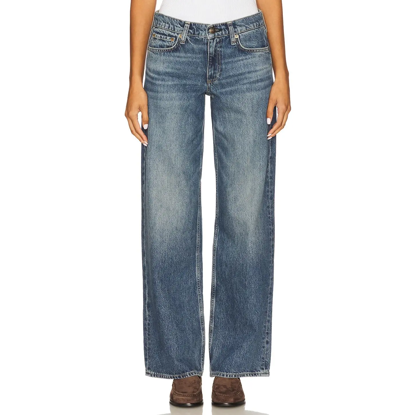 Rag & Bone Cam Low Rise Relaxed Straight Jeans in Echo