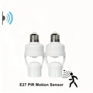 2Pcs Motion Sensor E27 Light Socket Converter, Adjustable Delay Time Switch, Color Temperature Control, Base, Home Use Bulb Adapter