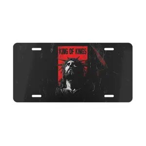 King of Kings License Plate, Dark Red Jesus Crown of Thorns Car Tag, Christian Goth Decor, Religious Metal Sign, Aluminum, 12"x6"