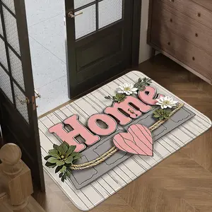 Artistic Vintage Home Letter Entrance Mat, Soft Flannel, Non-Slip, Comfortable, Ideal for Kitchen/bathroom/dining Room/hallway, Decorative Rug Mat, Home Decorative Rugs