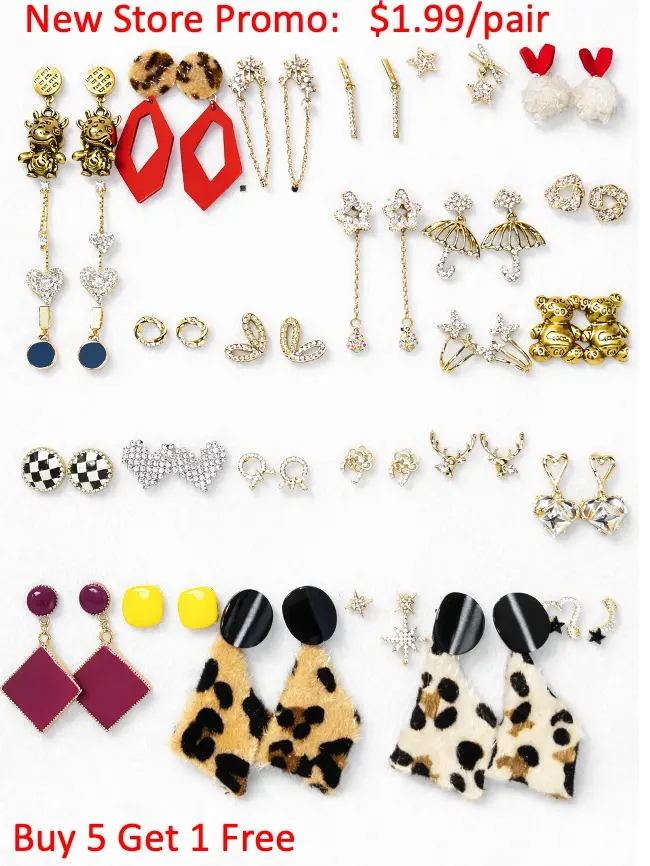 $1.99 Trendy Earrings Mystery Picks | Buy 5 Get 1 Free