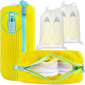 2-Pack XXL Shoe Washing Machine Bags – Reusable Sneaker Laundry Bags for Washer & Dryer, Sturdy Zipper with Hook, 360 °   Clean for Tennis Shoes, Slippers – Includes 2 Yellow Shoe Dust Bags