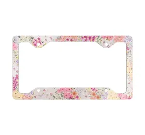 Coquette Colorful Floral Metal License Plate Frame - Car Tag Holder, Sarcastic Auto Accessory, Humorous Vehicle Decoration, Novelty Gift
