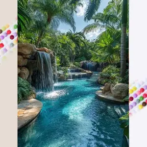 1 set of DIY diamond painting kit, 5D diamond art kit, DIY decoration waterfall, pool, tropical diamond painting kit with full round diamonds, mosaic, diamond art, DIY art home decoration, suitable for Christmas.