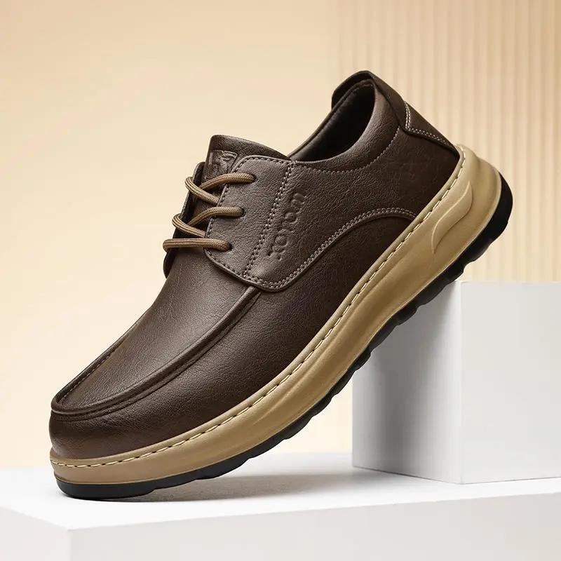 Men's casual sports shoes, handcrafted lace-up versatile shoes with soft soles and soft leather, suitable for both men and women, perfect to pair with casual pants, dress pants, or jeans, with anti-slip and wear-resistant features.