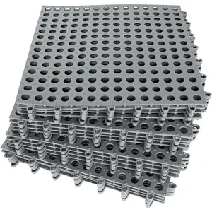 16 Pack 11.8" x 11.8" Interlocking Rubber Floor Tiles Soft PVC Non Slip Shower Floor Mat Pool Bathtub Drain Tiles for Flooring, Drainage Mats for Pool, Deck, Patio, Basement, Kennel, Poultry, Grey