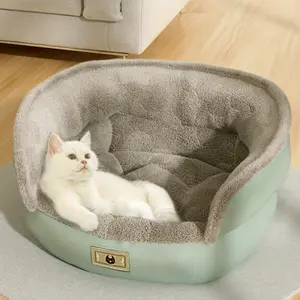 Luxurious Plush Round Pet Bed, Washable Fabric Design, Non-Slip Bottom, Suitable for Dogs Cats Up to 24 Lbs, Cozy Dog Cat Bed