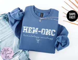 HEM-ONC Sweatshirt  T-shirt , Hematology Oncology Nurse shirt, Boho Floral Hem-Onc Nurse Shirt Medium Womenswear
