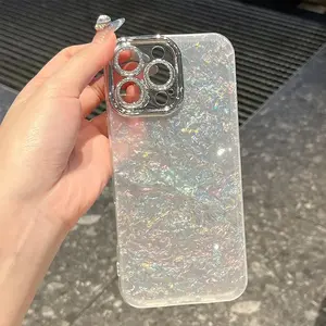 Luxurious shell with shell-shaped glittering powder design, suitable for 16, 15, 14, 13, 12, 11 Pro Max series phones, with shock-proof protective function. phone case