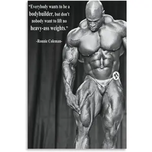 Ronnie Coleman Fitness Classic Inspirational Quote Poster, Gym Inspirational Quote Poster, Bodybuilding Art Decorative Print on Wall Canvas Painting Posters And Prints Wall Art Pictures for Living Roo