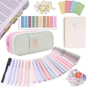 Bible Study Supplies Journaling Kit with Tabs, Highlighter, Notebook & Pen Case, Stationery, Customized Ballpen Set for Teen Girls - Pastel Color