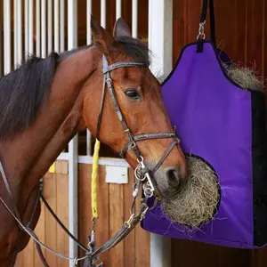 Hay Bag Goat Hay Feeder, Slow Feed Hay Bags 600D Oxford Cloth, Metal Ring & Adjustable Strap, for Horses, Goats, Sheep, Donkeys, Cows