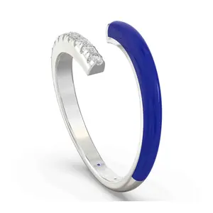 Vida Lab Diamonds Ceramic Chic Blue Open BypassRing, Sterling