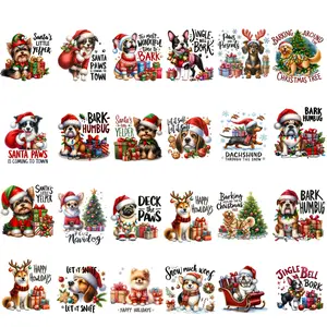 36 Piece Christmas Dog Colorful Butterfly Heat Transfer Stickers, DIY Decorative Patches for T-Shirts Jeans Hats Bags, Washable Durable