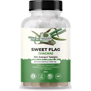 Amazing Botanicals Acorus Calamus (Sweet Flag/Vacha) 10X Extract Edible Tablets - 30 Count, 1000 mg High Potency Natural Herbal Dietary Supplement for Overall Wellness