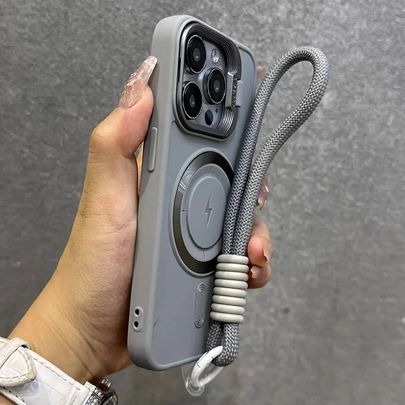 Fin Luxury Kickstand Stand With lanyard Magsafe Phone Case For iPhone 11 12 13 14 15 16 Pro Max Plus Magnetic Soft Bumper Back Cover