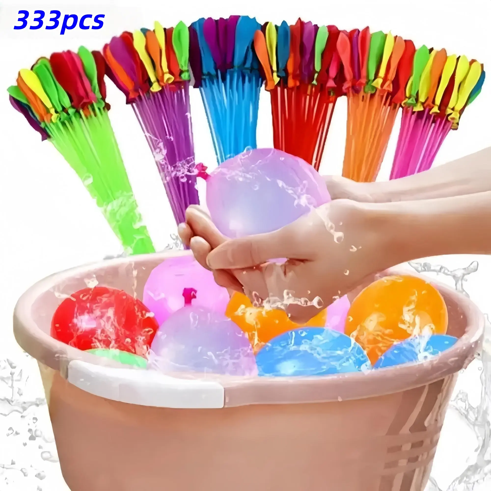 333 Piece Colorful Water Balloons Set, Latex Water Balls, Party Supplies for Birthdays Weddings Festivals Graduations, Reusable Inflatable Pool Toys, Quick Inflate