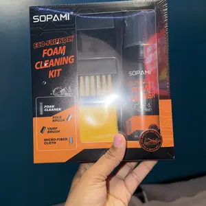 SOPAMI Eco-Friendly 150ml Foam Shoe Cleaning Kit with Dual Brushes, Waterless Deep Cleaning, Gentle Formula, Easy Home Care for Sneakers, Leather, Canvas, Mesh & Knitted Shoes