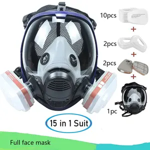 15 in1, Full Face Respirator,Reusable Full Face Cover, Reusable Respirator Mask, Paint Face Cover for Painting, Machine Polishing, Woodworking,Welding,Decoration,and Other Work