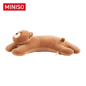MINISO Giftford Bear Lying Plush Toy Soft Cuddly Stuffed Animal Bear Pillow for Sleeping Kawaii Hugging Plushie Gift for Girls Kids Birthday