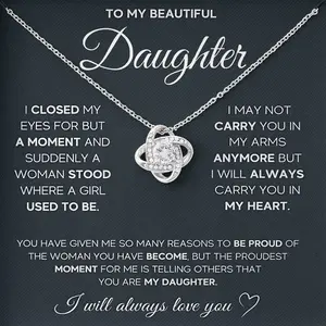 To My Beautiful Daughter I will always love you with Message Cards Jewelry, Gift For Girls From Mum Dad Necklace Gift Idea Birthday Gift, Wedding Gift Jewellery For Daughters Christmas Gift