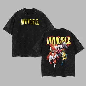 Invincible 3 Retro Unisex Acid Washed Hoodie, T-shirt, Super Hero Movie Man Clothes Cotton designer shirts Movie Shirt, graphic tees, men gifts, ,Graphic Streetwear T-shirt Crew Neck Graphic T-Shirt DR6