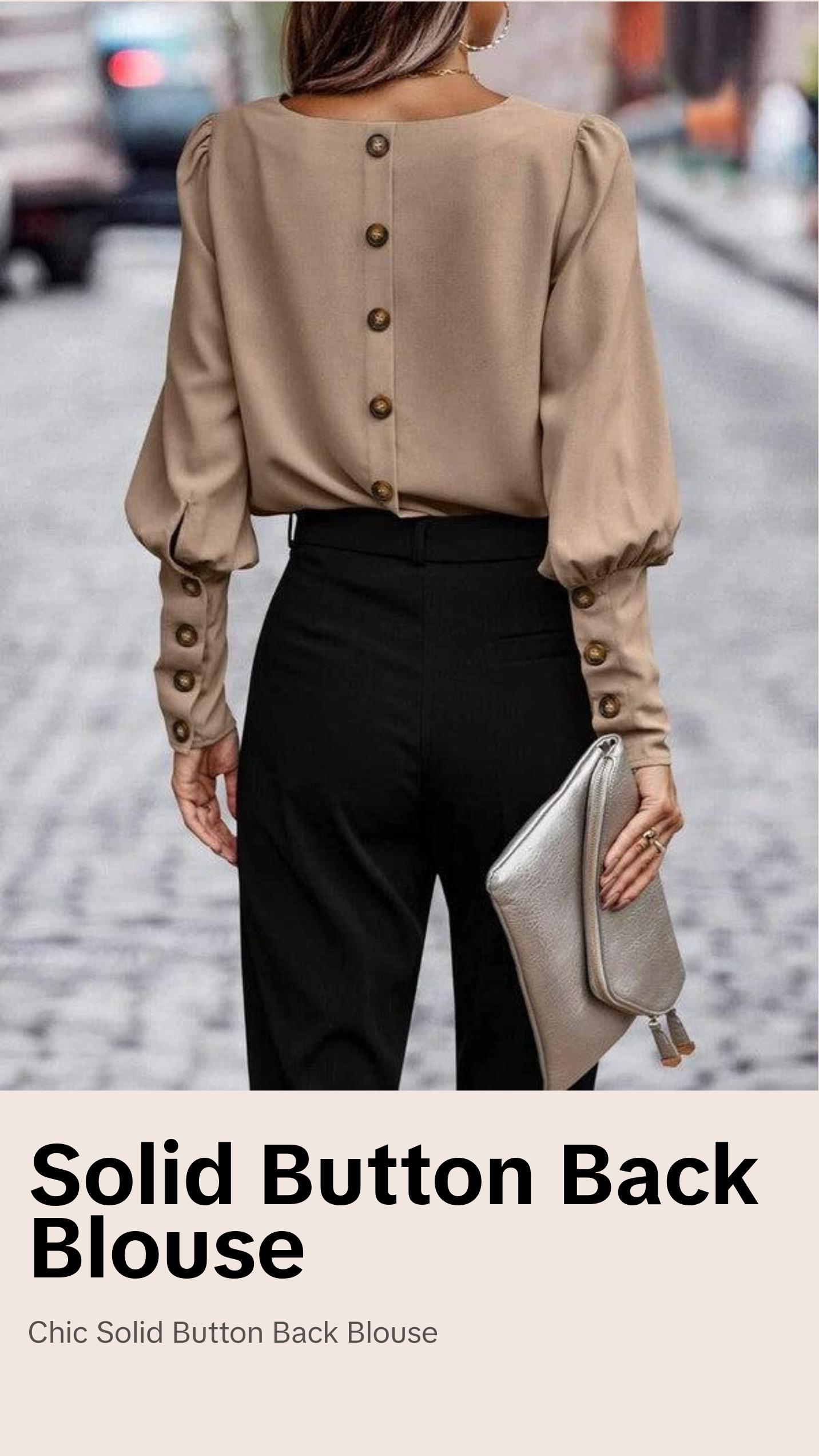 Solid Button Back Blouse