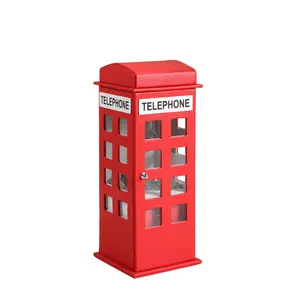 Blovely Well 11.5" Tall Leather Jewelry Box, British Telephone Design, Red