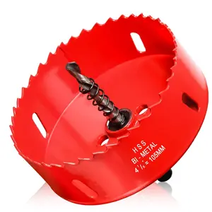 Hole Saw 4 1/8” (105mm) for Wood and Plastic, HSS Bi-metal Hole Cutter Core Drill Bit for Drywall, PVC Boards, Fiberglass and Vent Pipes