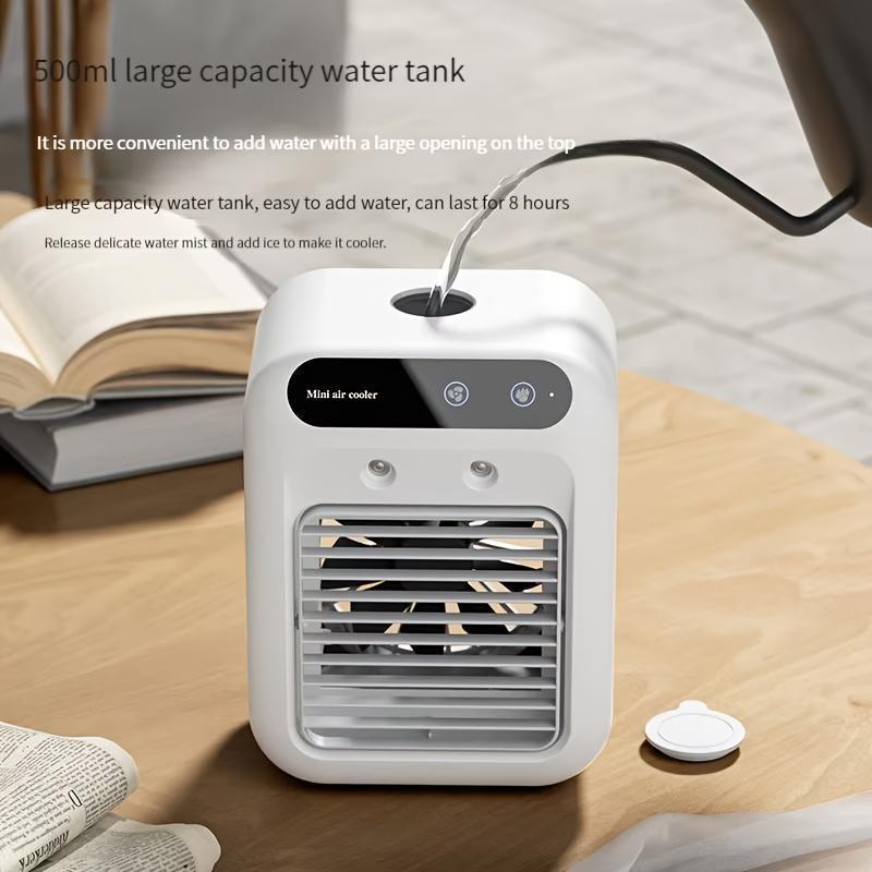 1pc Rechargeable Mini Air Conditioner Portable Water Cooling Fan Humidifier Purifier Desktop Air Cooler Fan for Office Desktop