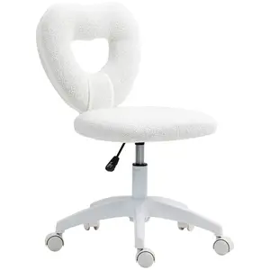 Plush Teddy Fleece Office Chair, ErgonomicDesk Chair with Lumbar Support, AdjustableHeight Swivel Chair for Home Office, High BackComputer Chair with Wheels