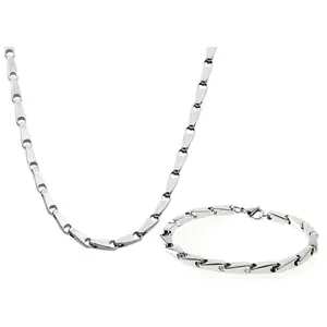 Mens Stainless Steel Bullet Link Chain Set