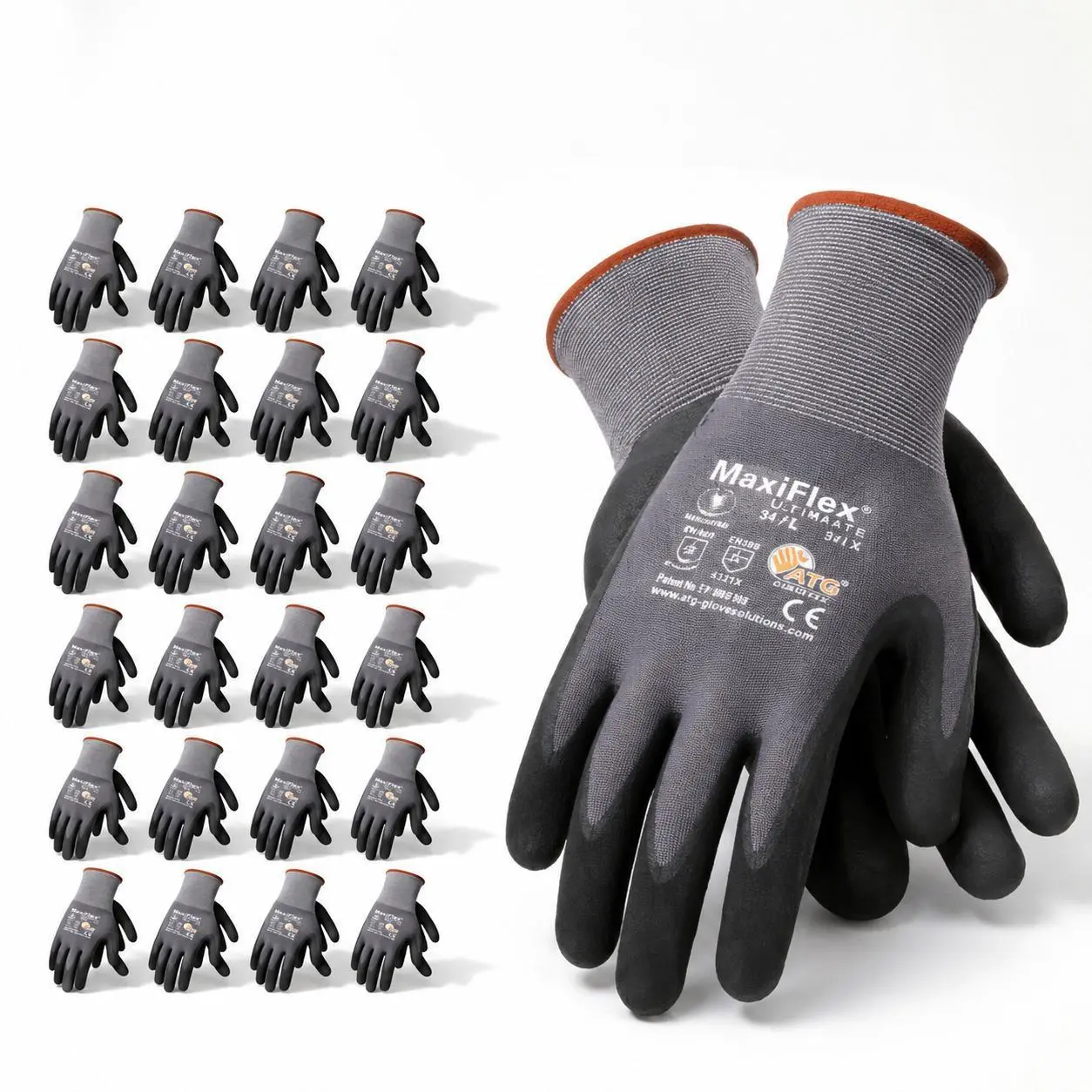 6-12-24 Pairs MaxiFlex Work Gloves – Guantes Para Trabajo MaxiFlex – Micro-Foam Nitrile Coated – Breathable, Durable, Anti-Slip for Construction, Gardening