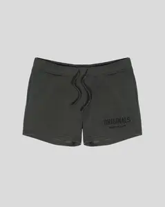 Brooklyn Cloth Women's Originals Tonal Embroidered Short, 230 GSM Poly Fleece Relaxed Fit Short, Elastic Waistband, Side Pockets, Dusty Black, Small to Large