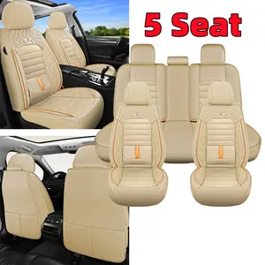 New Arrival PU Leather Car Seat Covers - Waterproof & Wear-Resistant - Fully Wrapped for 5-Seat Vehicles - Lumbar Support for Comfort - All Seasons Use - Durable & Stylish