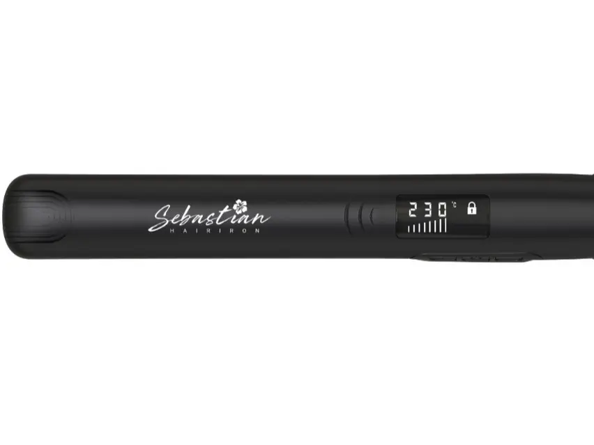 Sebastian Slim Ceramic-Titanium Hair Flat Iron - US Plug, Digital Temperature Control up to 450°F, Smooth Straightening & Curling, Frizz Control, Detangling for Adults & All Hair Types (Salon-Grade)