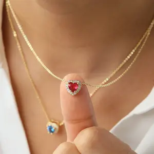 New 18k Heart-shaped Pendant Necklace with December Birthstone, Suitable for Holiday Gifts sterling silver heart pendant necklace