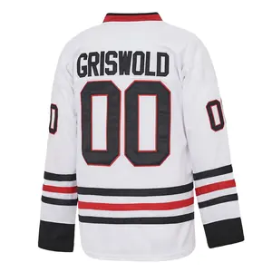 #00 Griswold Christmas Hockey Jersey Embroidered Sportswear Casual Training Long Sleeved Pullover White Game Day