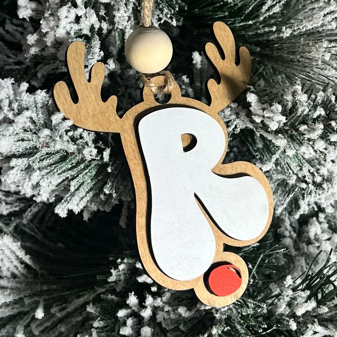 Custom Reindeer Initial Ornaments - Personalized Christmas Decor