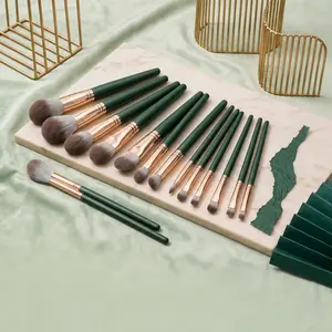 Makeup Brushes Set – Green Wooden Handle Makeup Brush Set with Soft Synthetic Bristles for Foundation, Powder, Blush & Eyeshadow, Full Face Flawless Makeup Beauty Tools