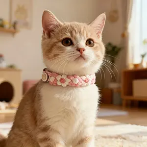 Easter| Handmade Pet Neck Collars with Three-Dimensional Yarn Flowers That Are Vibrant, Suitable for Both Cats And Dogs, Adjustable for Adult Cats And Small Dogs, Comfortable to Wear Without Choking