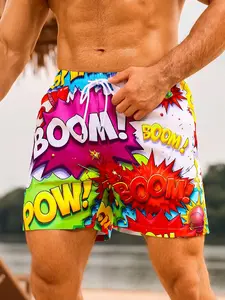 Men’s summer shorts featuring an alien astronaut skull design, loose fit, drawstring waist, casual multifunctional athletic shorts; men’s summer clothing, men’s shorts, black summer shorts, Hawaiian-style shorts