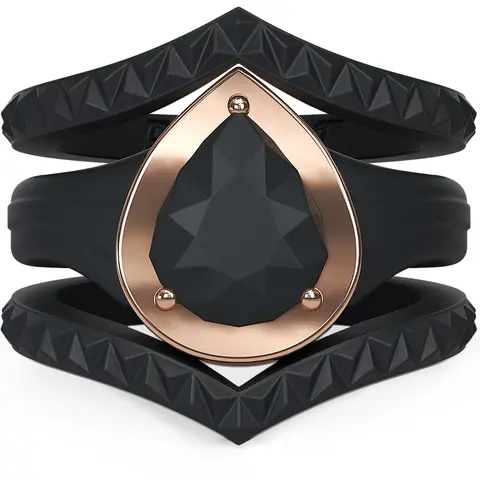 Rinfit Silicone Rings for Women with a Pear Metal Frame and 2 Slim Stackable Bands, Silicone Wedding Band and Statement Ring for Her, Flexible for Work, Gym, Pregnancy, Travel and Everyday Wear, Patented Design
