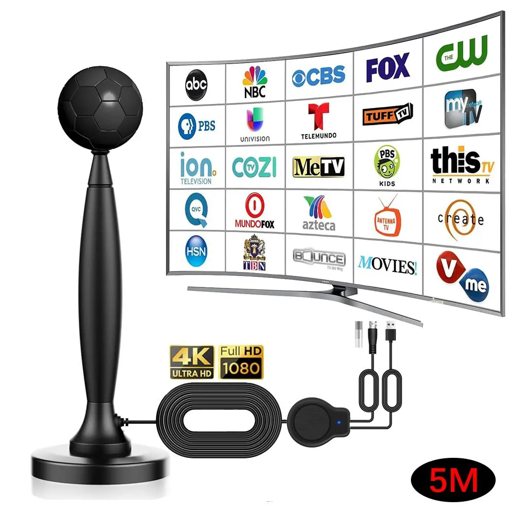 2025 Digital TV Antenna Indoor Antenna for Smart TV for Local Channels, Amplified Long Range Reception HDTV Antenna Without Cable for All TVs with Signal Booster Support 4K 1080p Amplifier Cord
