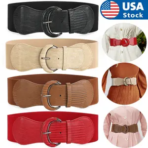 Womens Belt Wide Buckle Elastic Stretch For Skinny Waist Dress Suitable for All Occasions
