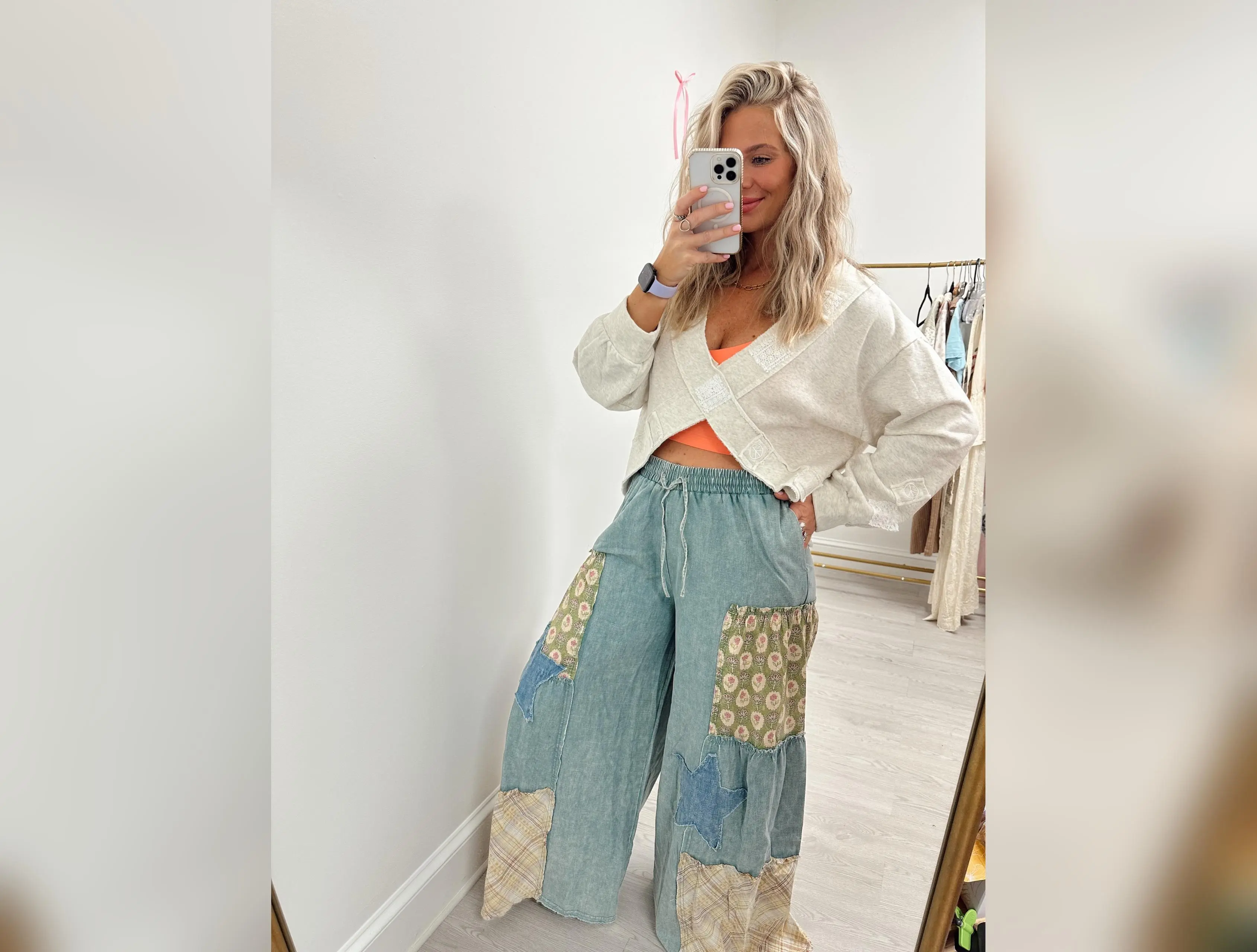 Washed Denim Patchwork Bottoms