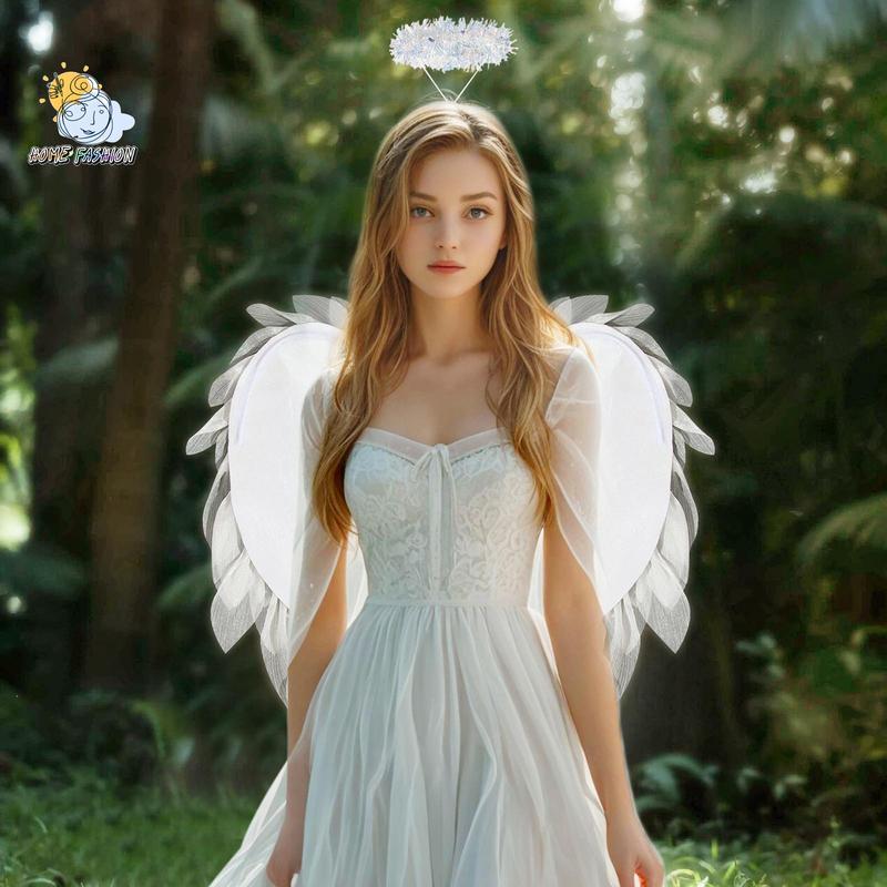 Adult Angel Wing Lightweight Feather Angel Wings and Halo Headband Cosplay Costumes Props for Party Accessories